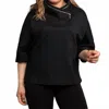 Papa Mock Neck Diamond Knit Poncho In Black