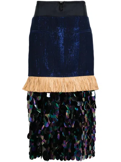 Papa Oppong Doing Too Much Midi Skirt In Blue