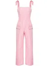 PAPA OPPONG PINK EDY PETIOLE GROSGRAIN-STRAP OVERALLS