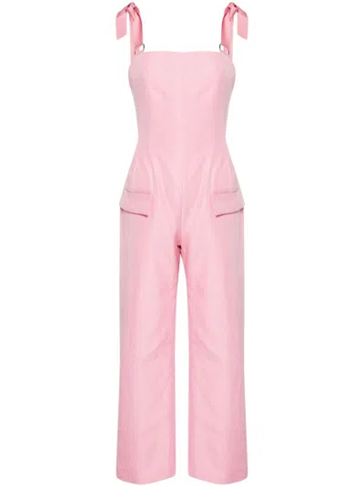 PAPA OPPONG PINK EDY PETIOLE GROSGRAIN-STRAP OVERALLS