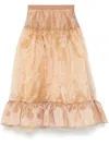 Papa Oppong Metallic-threading Midi Skirt In Brown