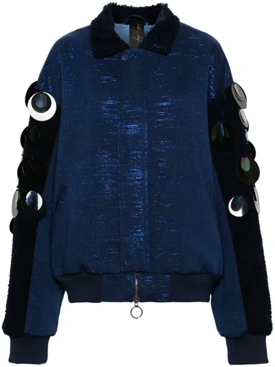 Papa Oppong Blue Stella Kente Bomber Jacket