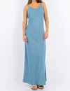 Paparazzi Bias-cut Slip Long Slip Dress In Light Wash