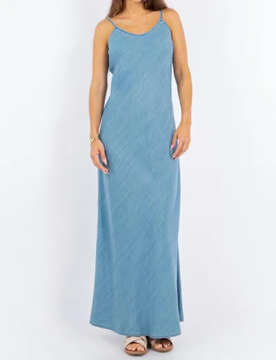 Paparazzi Bias-cut Slip Long Slip Dress In Light Wash
