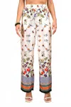 Paparazzi Border Print Pull-on Pant In Cream Floral In White
