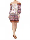 Paparazzi Border Print Smocked Dress In White Floral In Gray