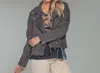 Paparazzi By Biz Faux Suede Moto Jacket In Charcoal In Pink