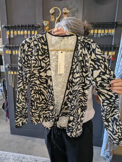 Paparazzi By Biz Print Wrap Top In Ivory/black In Multi