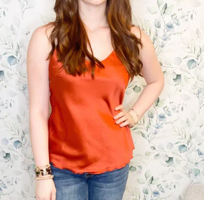 Paparazzi By Biz Solid Strappy Camisole In Rust In Multi