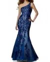 Paparazzi By Mori Lee One Shoulder Prom Dress In Regal Royal/ Nude In Multi