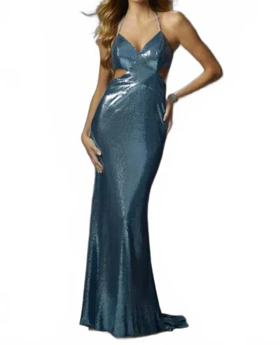 Paparazzi By Mori Lee Sequin Prom Gown In Ocean Blue