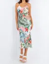Paparazzi Charmeuse Satin Print Bias Cut Slip Dress In Hawaiian