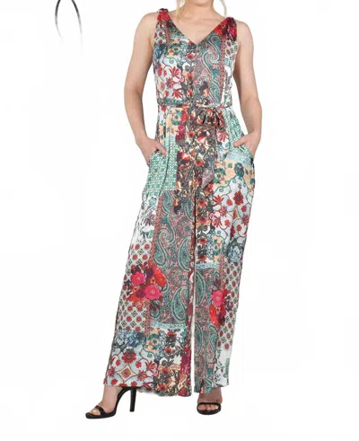 Paparazzi Charmeuse Wide Let Jumpsuit In Foulard Print In Gray