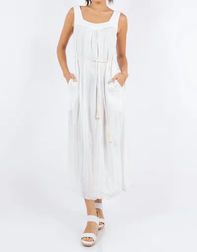 Paparazzi Crepe Eyelet And Tonal Tank Dress In White