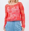 Paparazzi Crochet Floral Pattern Pull-over Crop Top - Unlined In Papaya In Red