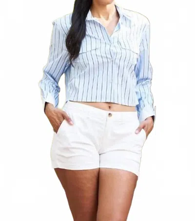 Paparazzi Double Collar Stripe Shirt In Blue
