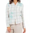 Paparazzi Double Face Embroidered Plaid Shirt In Aqua In Multi