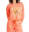 Paparazzi Embroidered French Terry Long Sleeve Crop Top In Coral In Pink
