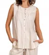 Paparazzi Embroidered Linen Blend Sleeveless Shirt In Oatmeal In Neutral