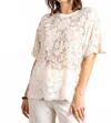 Paparazzi Embroidered Mesh Pull-over Top In Natural In White