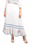 Paparazzi Embroidered Rayon Crinkle Skirt In White In White