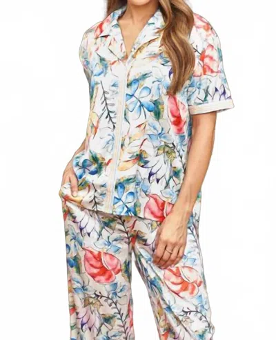 Paparazzi Reversible Satin Embroidered Baseball Jacket In Tropical In Blue