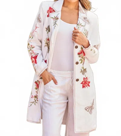 Paparazzi Embroidered Slub Coat In White