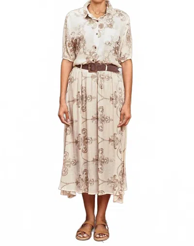 Paparazzi Embroidered Top And Skirt Set In Natural In Multi