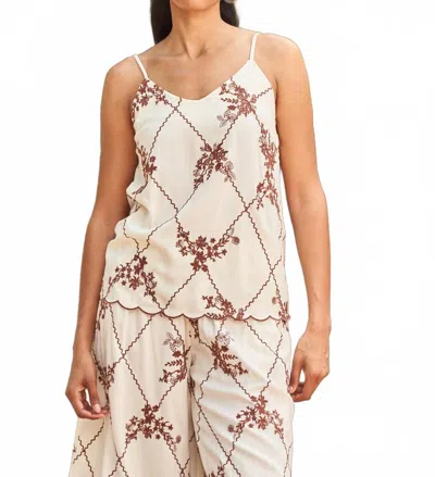 Paparazzi Embroidered Viscose Camisole In Ivory In Neutral