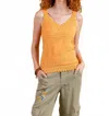 Paparazzi Embroidered Woven Tank Crochet Trim Tank Top In Apricot In Orange