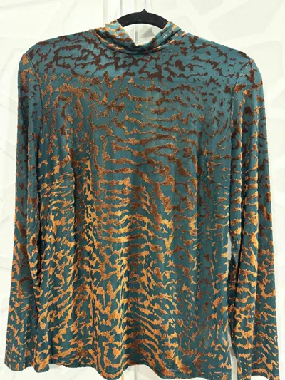 Paparazzi Fashion Women's Zebra Print Top In Teal And Copper In Multi
