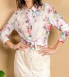Paparazzi Floral Print Mesh Button Down Shirt - Lined In Natural In Neutral