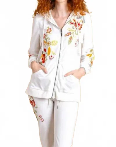 Paparazzi French Terry Embroidered Hoodie In White