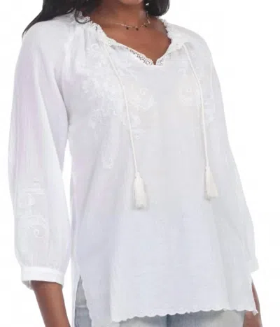 Paparazzi Gauze Embroidered Blouse In White