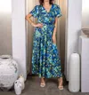 Paparazzi Ikat Print Wrap Dress In Blue-green In Multi