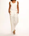 Paparazzi Linen Blend Embroidered Wide Leg Pant In White In Neutral