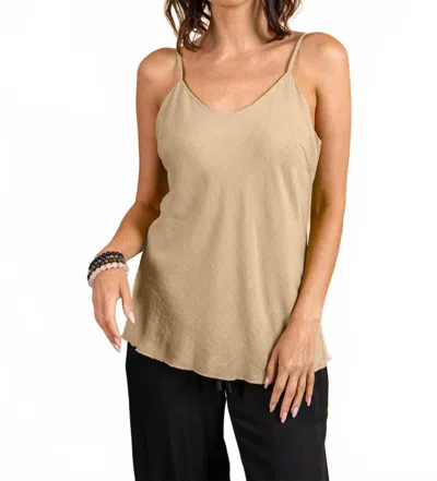 Paparazzi Linen Blend Solid Cami Tank Top In Khaki In Brown