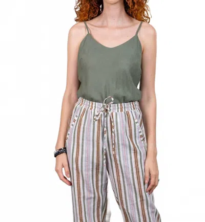 Paparazzi Linen Blend Solid Cami Tank Top In Olive In Green