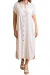 Paparazzi Linen Blend Solid Midi Shirt Dress In White In White