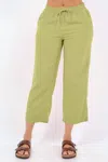 Paparazzi Linen Crop Pant In Lemongrass In Green