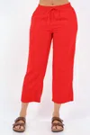 Paparazzi Linen Crop Pant In Red In Red