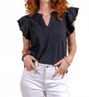 Paparazzi Linen Jersey Ruffle Tank In Black In Black