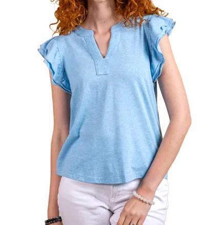 Paparazzi Linen Jersey Ruffle Tank In Blue