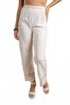 Paparazzi Mesh Crop Pant With Embroidery Trim In Natural In White