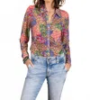 Paparazzi Mesh Print Rouched Front Blouse In Patchwork