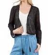 Paparazzi Needle Out Knit Tie Front Crop Cardigan In Black In Black