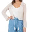 Paparazzi Needle Out Knit Tie Front Crop Cardigan In Ivory In Neutral