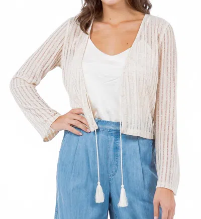 Paparazzi Needle Out Knit Tie Front Crop Cardigan In Ivory In Neutral
