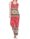 Paparazzi Rayon Border Print Scoop Neck Tank In Red