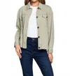 Paparazzi Retro Twill Herringbone Crop Jacket In Sage In Green